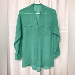 Sheer Green Button Down
